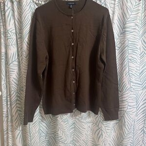 Lands' End Chocolate Brown Knit Cardigan